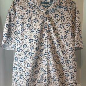 Saks Fifth Avenue Blue Floral Casual Button Down Shirt